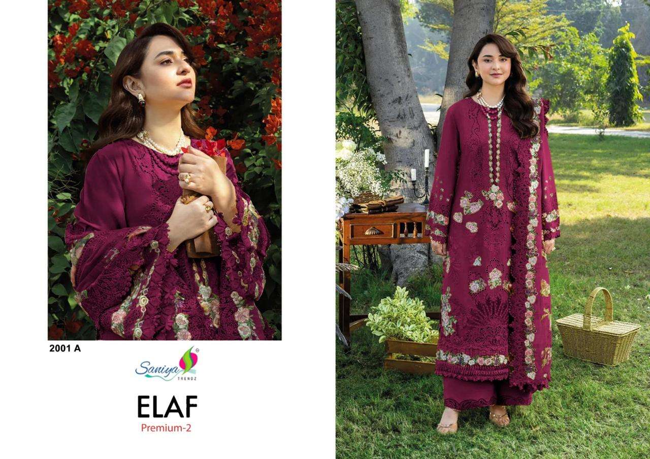 Saniya Trendz Elaf Premium Vol-2 Cotton Embroidery Pakistani Suit