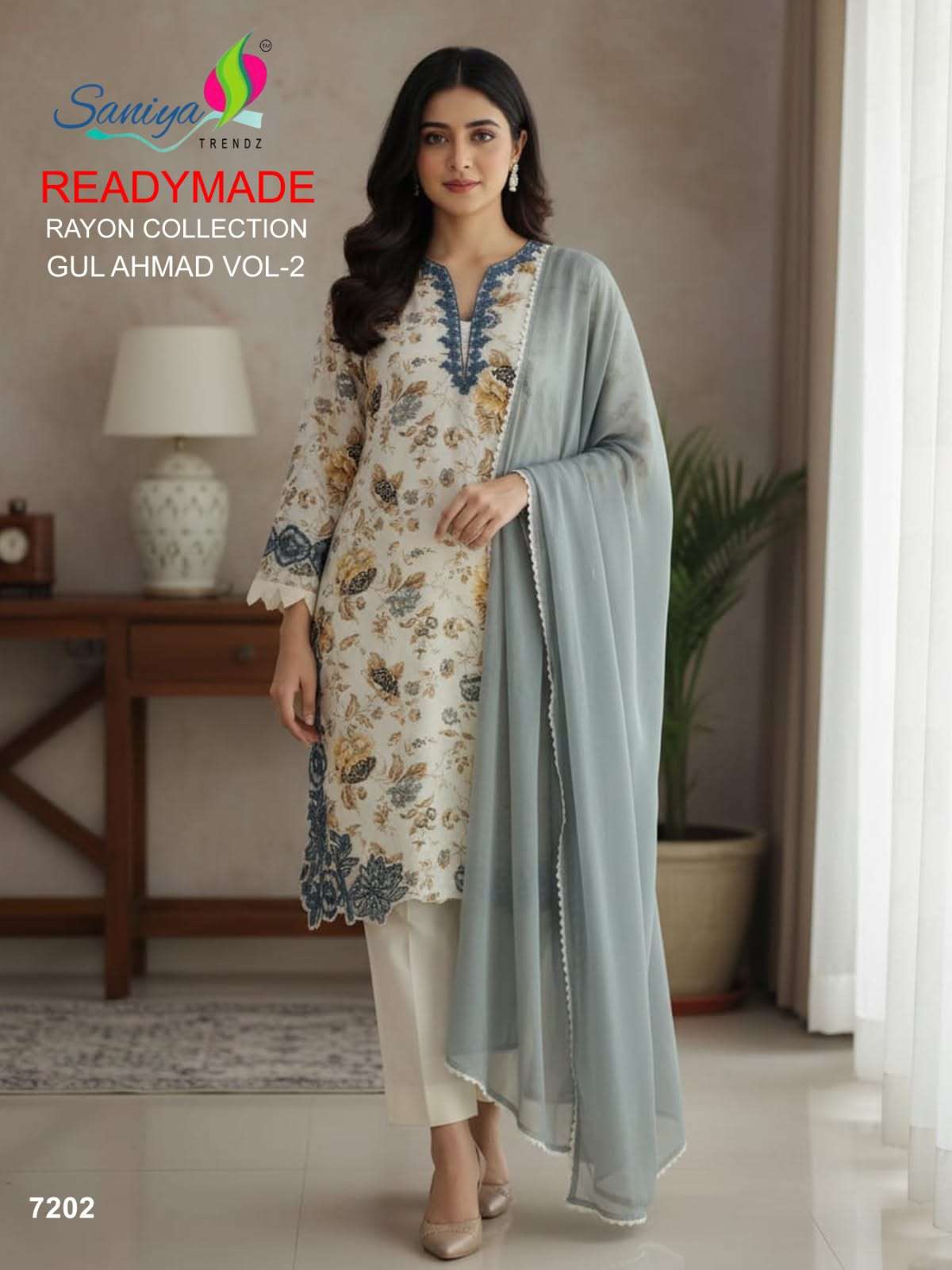 Saniya Trendz Gul Ahmad Vol-2 Rayon Readymade Pakistani Suit Set