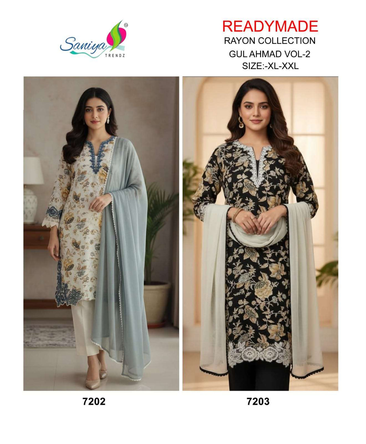 Saniya Trendz Gul Ahmad Vol-2 Rayon Readymade Pakistani Suit Set