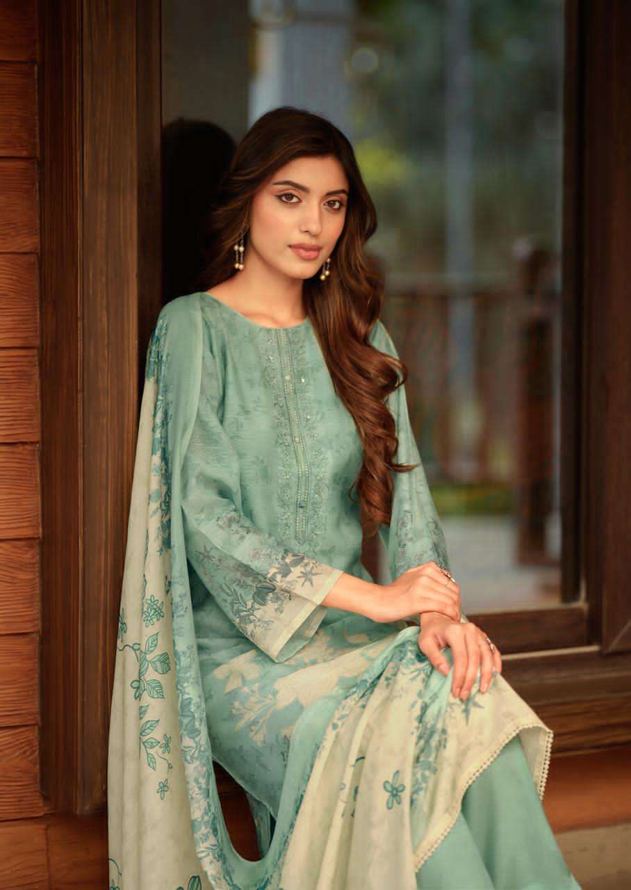 Sanna Fashion Safira Pure Hanp Linen Digital Print Dress Material - Amrah Wholesale