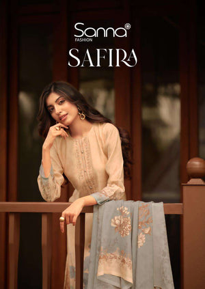 Sanna Fashion Safira Pure Hanp Linen Digital Print Dress Material - Amrah Wholesale
