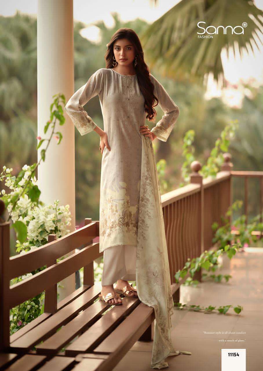 Sanna Fashion Safira Pure Hanp Linen Digital Print Dress Material - Amrah Wholesale
