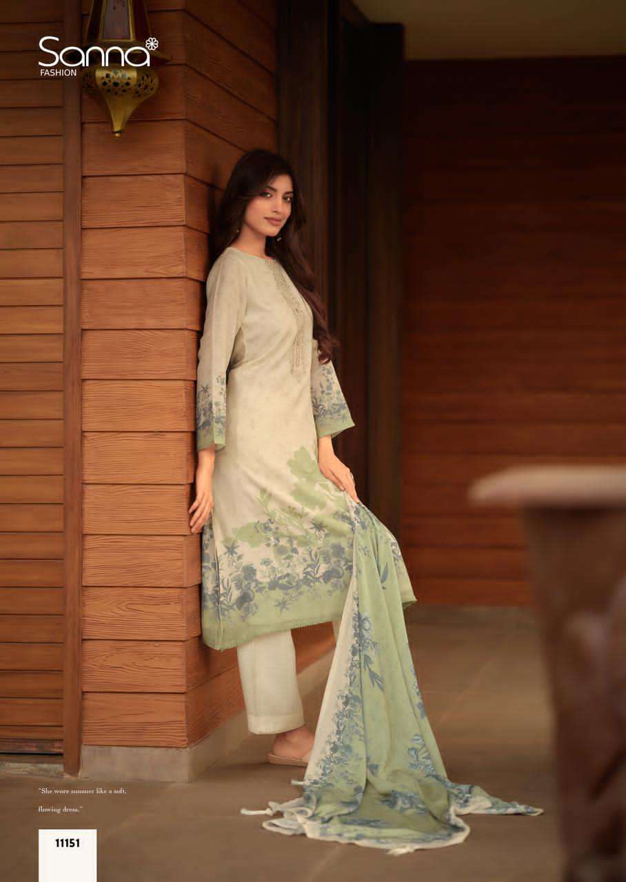 Sanna Fashion Safira Pure Hanp Linen Digital Print Dress Material - Amrah Wholesale
