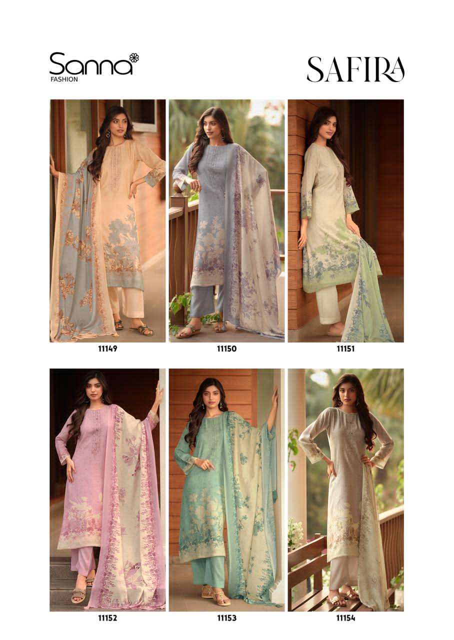 Sanna Fashion Safira Pure Hanp Linen Digital Print Dress Material - Amrah Wholesale