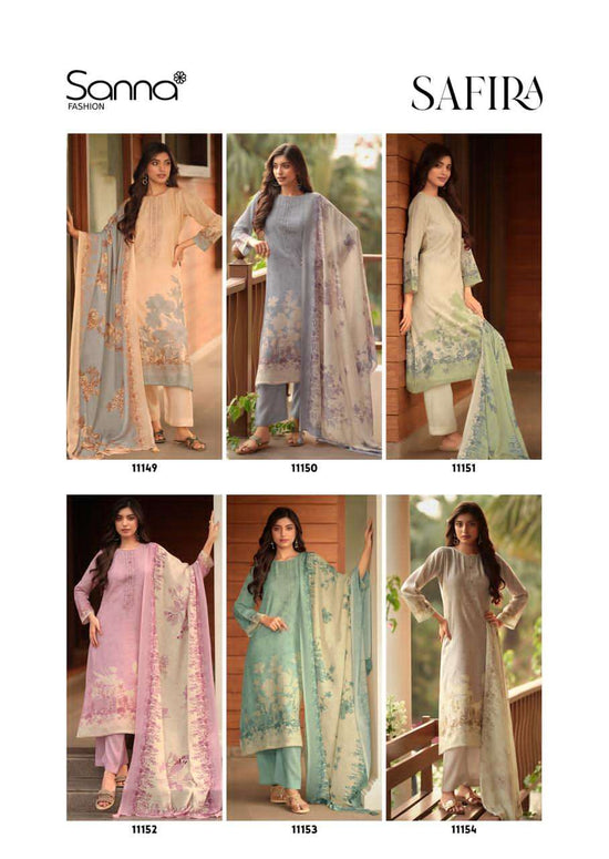 Sanna Fashion Safira Pure Hanp Linen Digital Print Dress Material - Amrah Wholesale