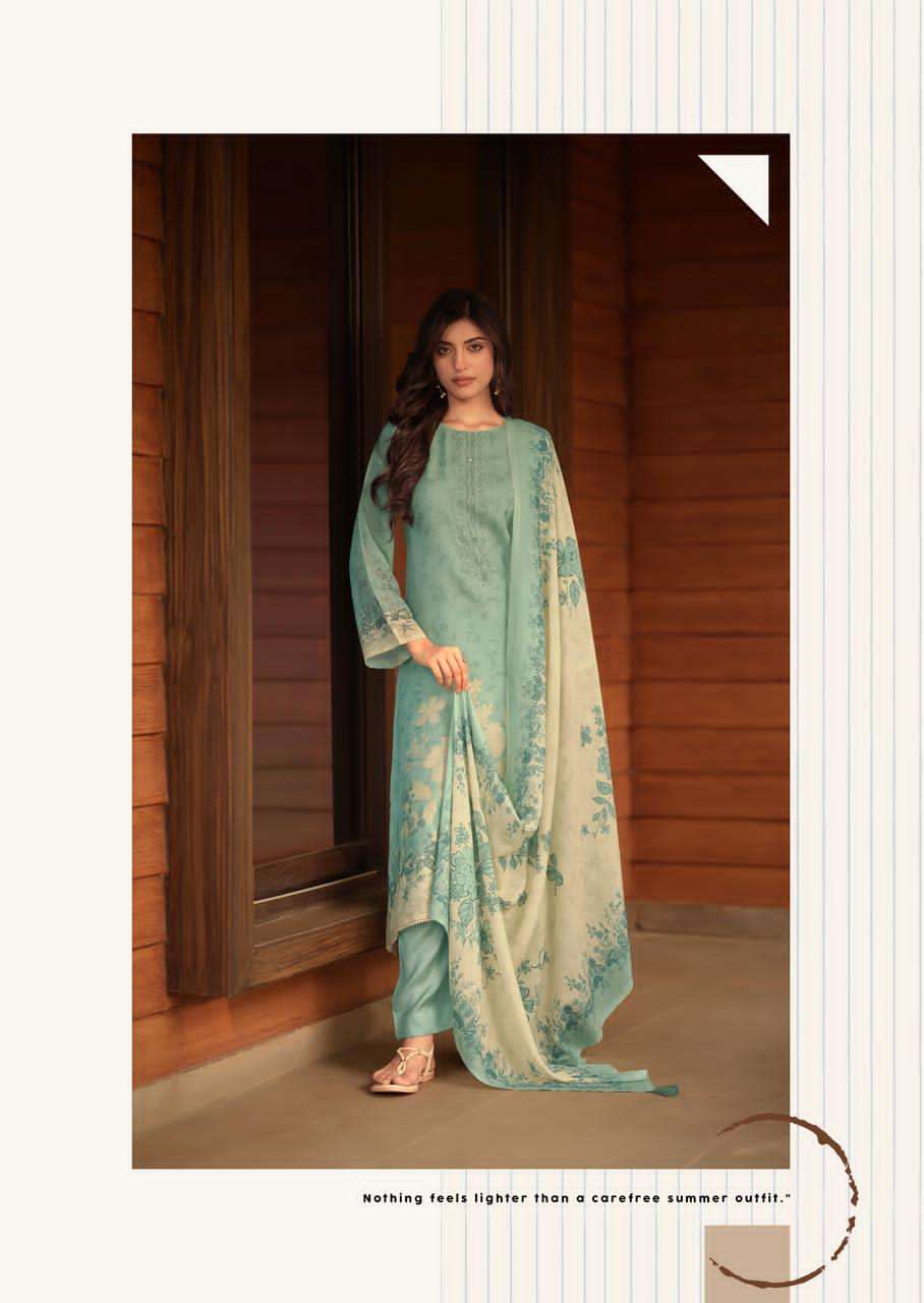 Sanna Fashion Safira Pure Hanp Linen Digital Print Dress Material - Amrah Wholesale