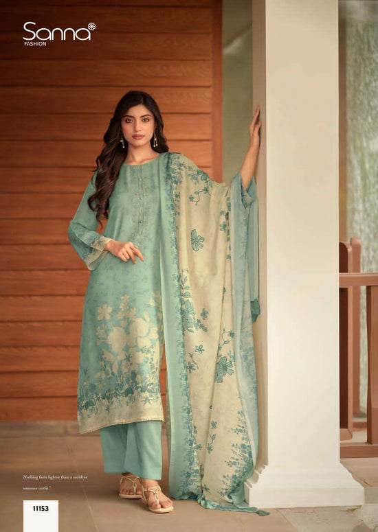 Sanna Fashion Safira Pure Hanp Linen Digital Print Dress Material - Amrah Wholesale