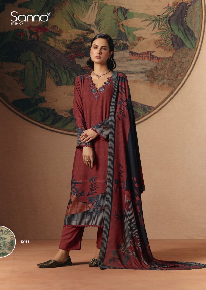 Sanna Fashion Sanna Elle Pure Viscose Pashmina Dress Material