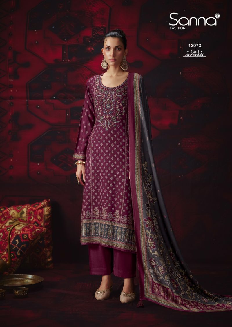 Sanna Khwaab Viscose Pashmina Digital Print Khatli Work Suit