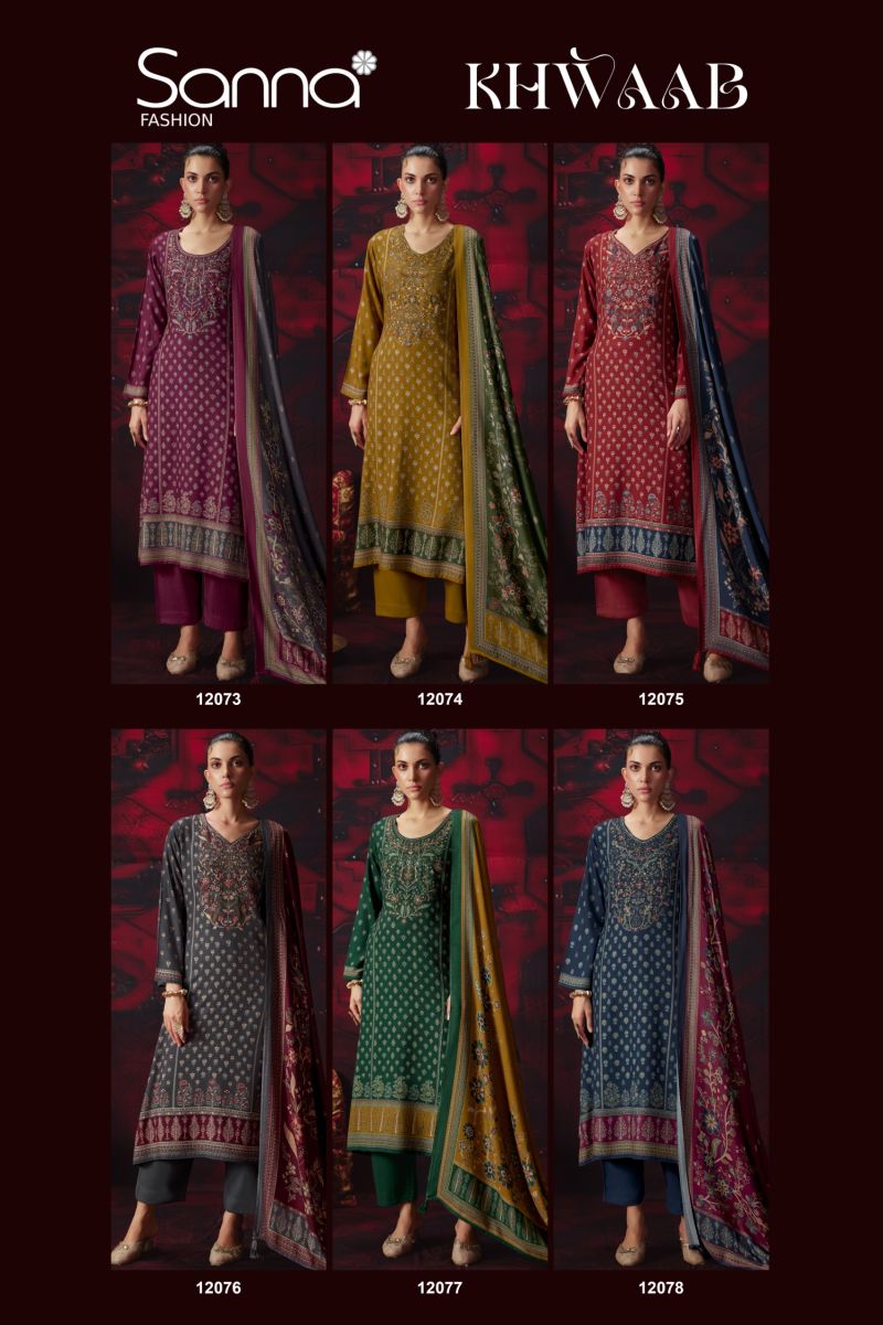 Sanna Khwaab Viscose Pashmina Digital Print Khatli Work Suit