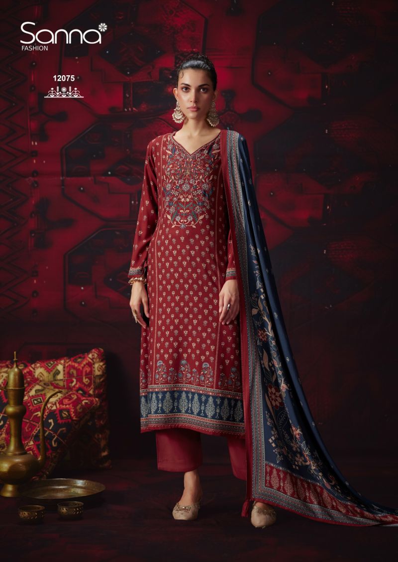 Sanna Khwaab Viscose Pashmina Digital Print Khatli Work Suit