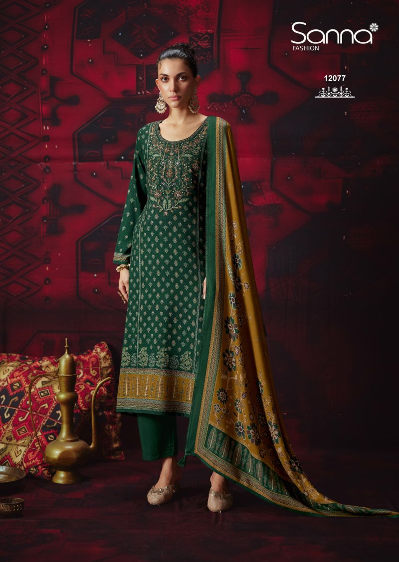 Sanna Khwaab Viscose Pashmina Digital Print Khatli Work Suit