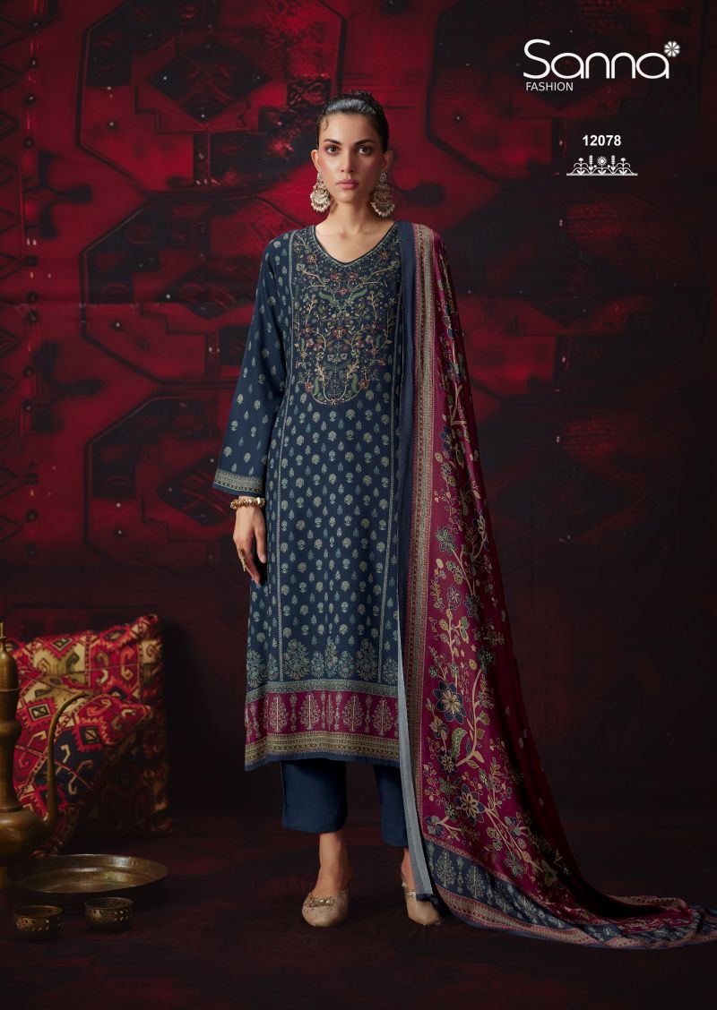 Sanna Khwaab Viscose Pashmina Digital Print Khatli Work Suit