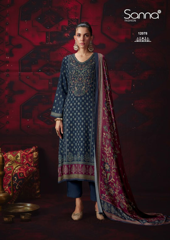 Sanna Khwaab Viscose Pashmina Digital Print Khatli Work Suit