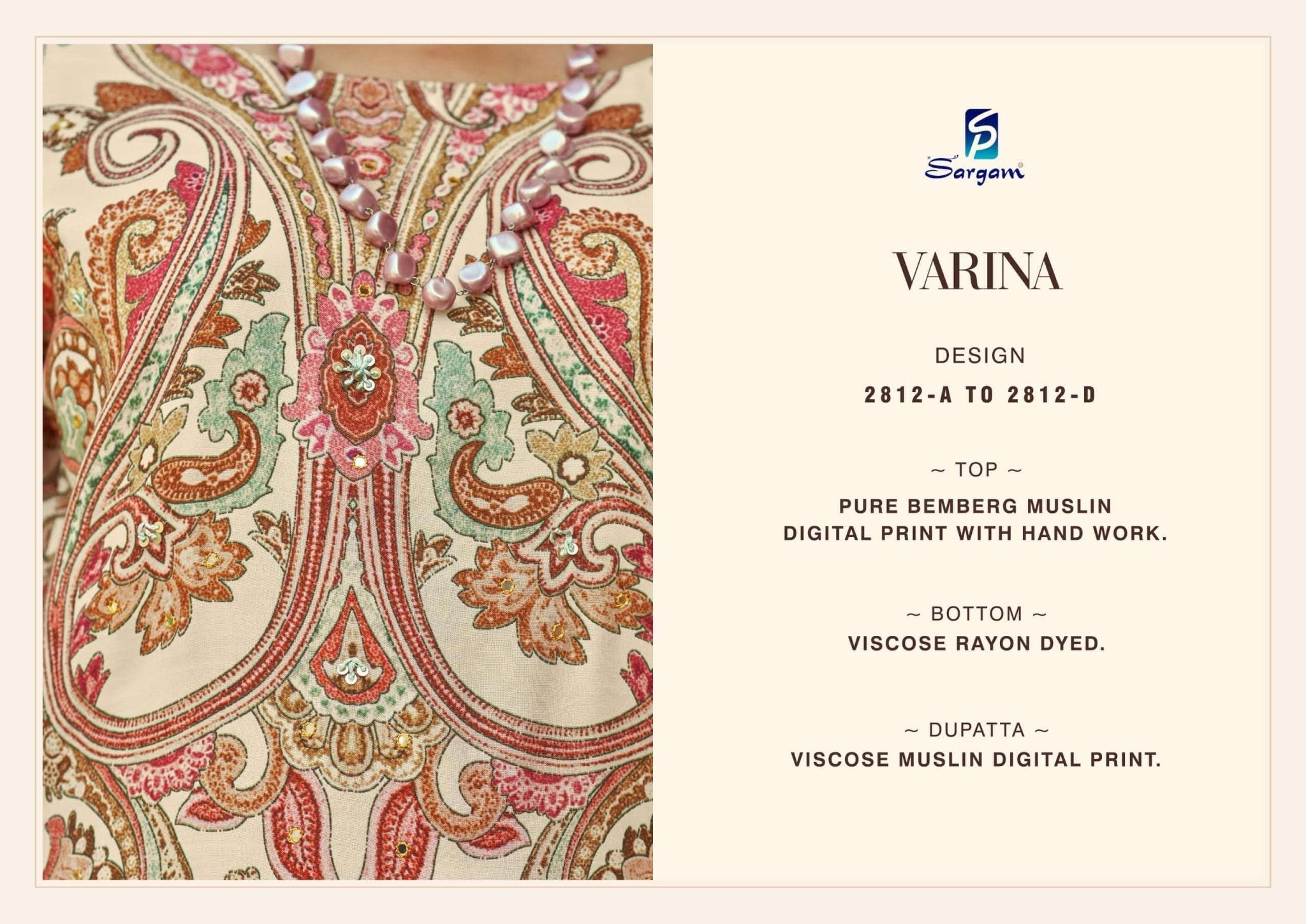 Sargam Prints Varina Pure Viscose Muslin Dress Material - Amrah Wholesale