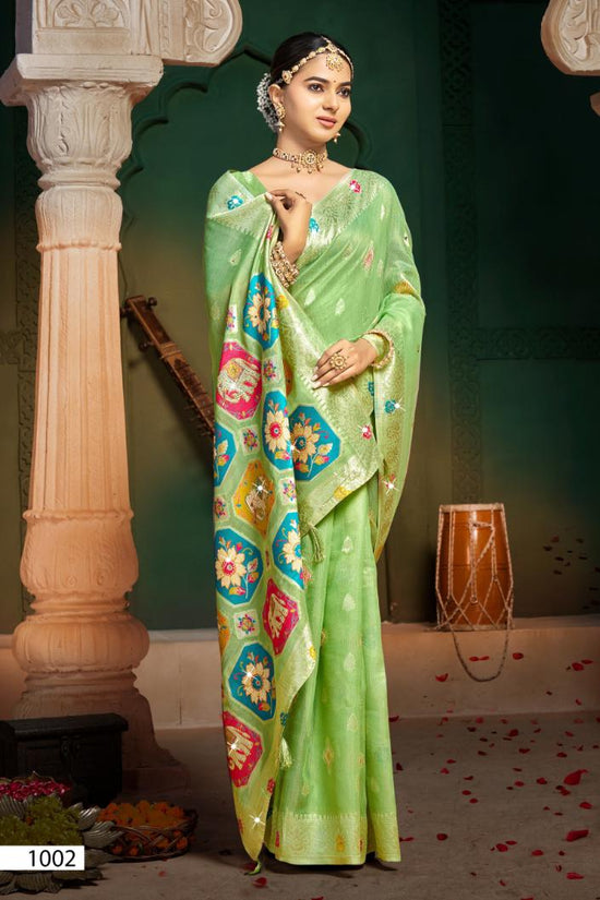 Saroj Aangan Linen Siroski Vol 5 Linen Cotton Silk Saree