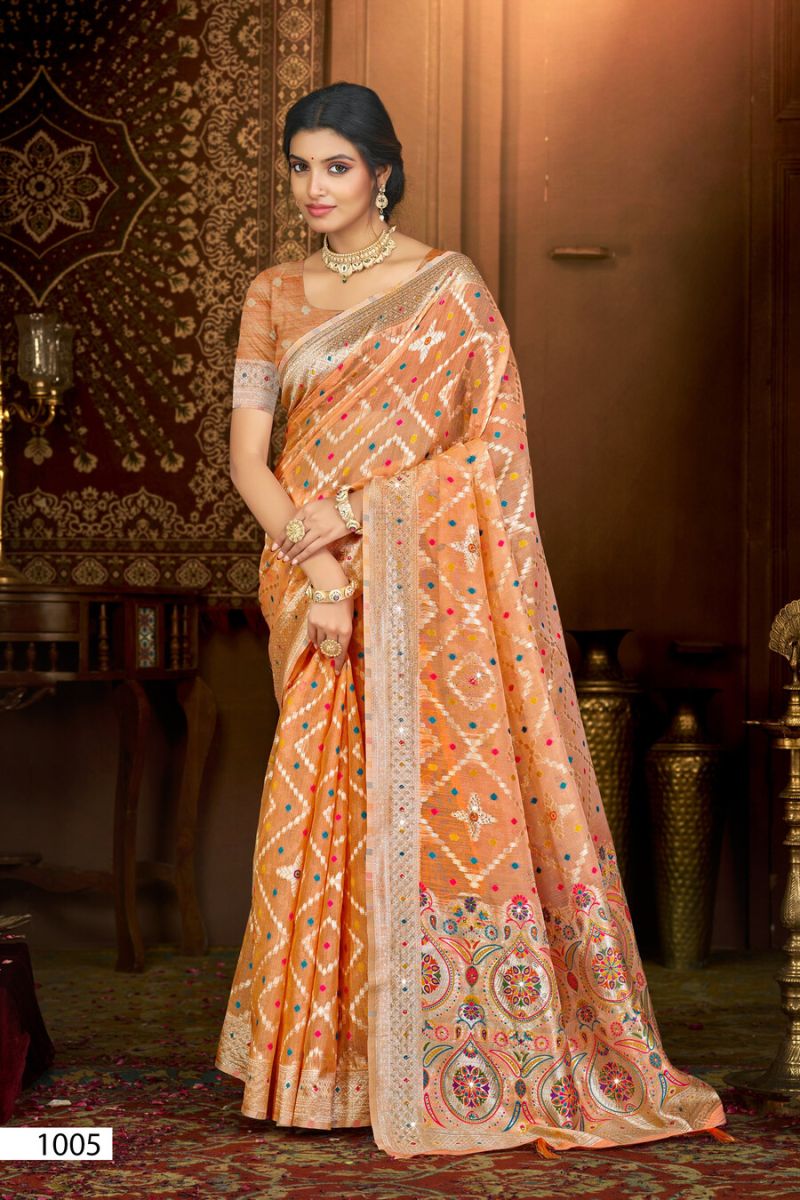 Saroj Sarees Aangan Linen Saroski Vol 4 Linen Saree
