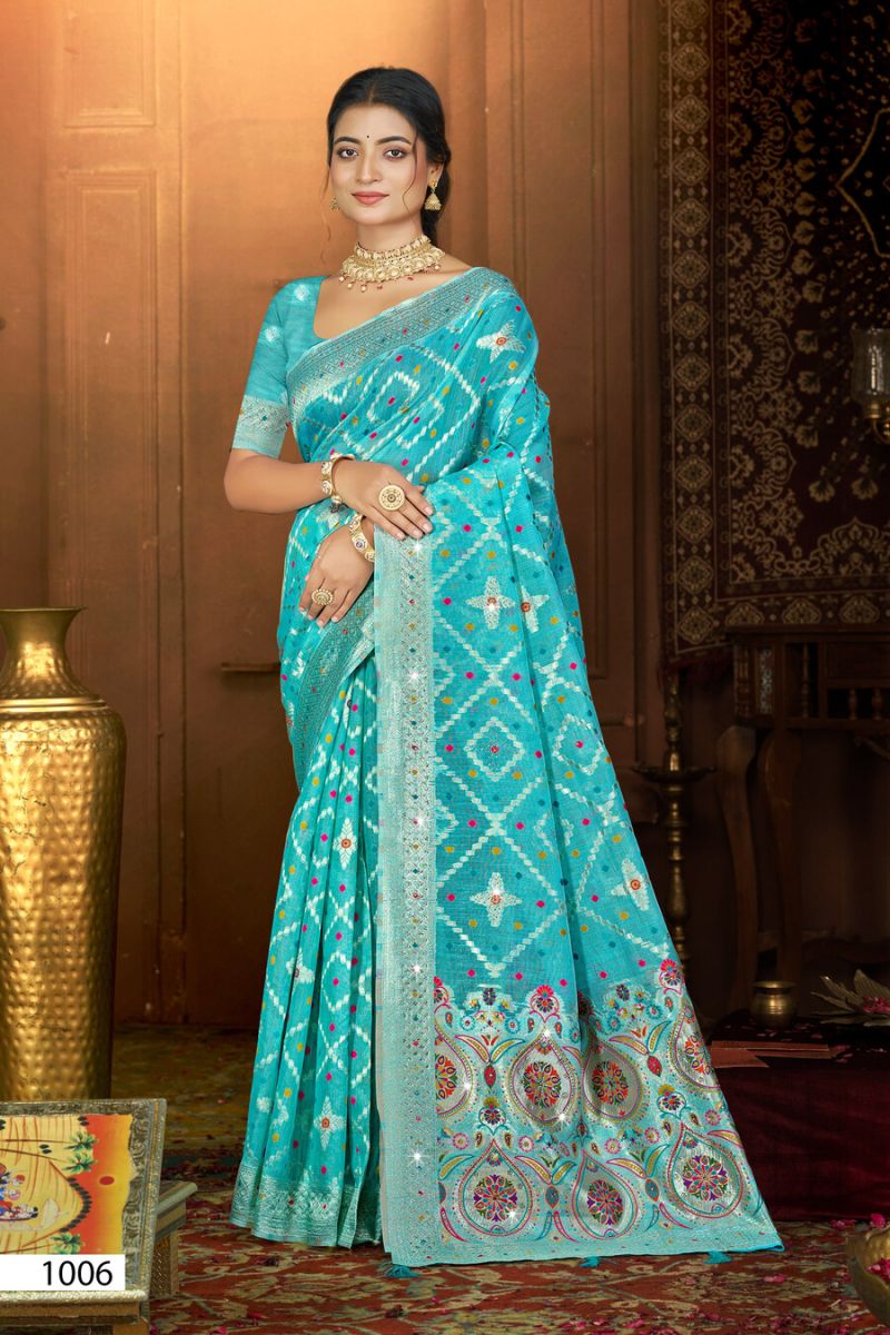 Saroj Sarees Aangan Linen Saroski Vol 4 Linen Saree