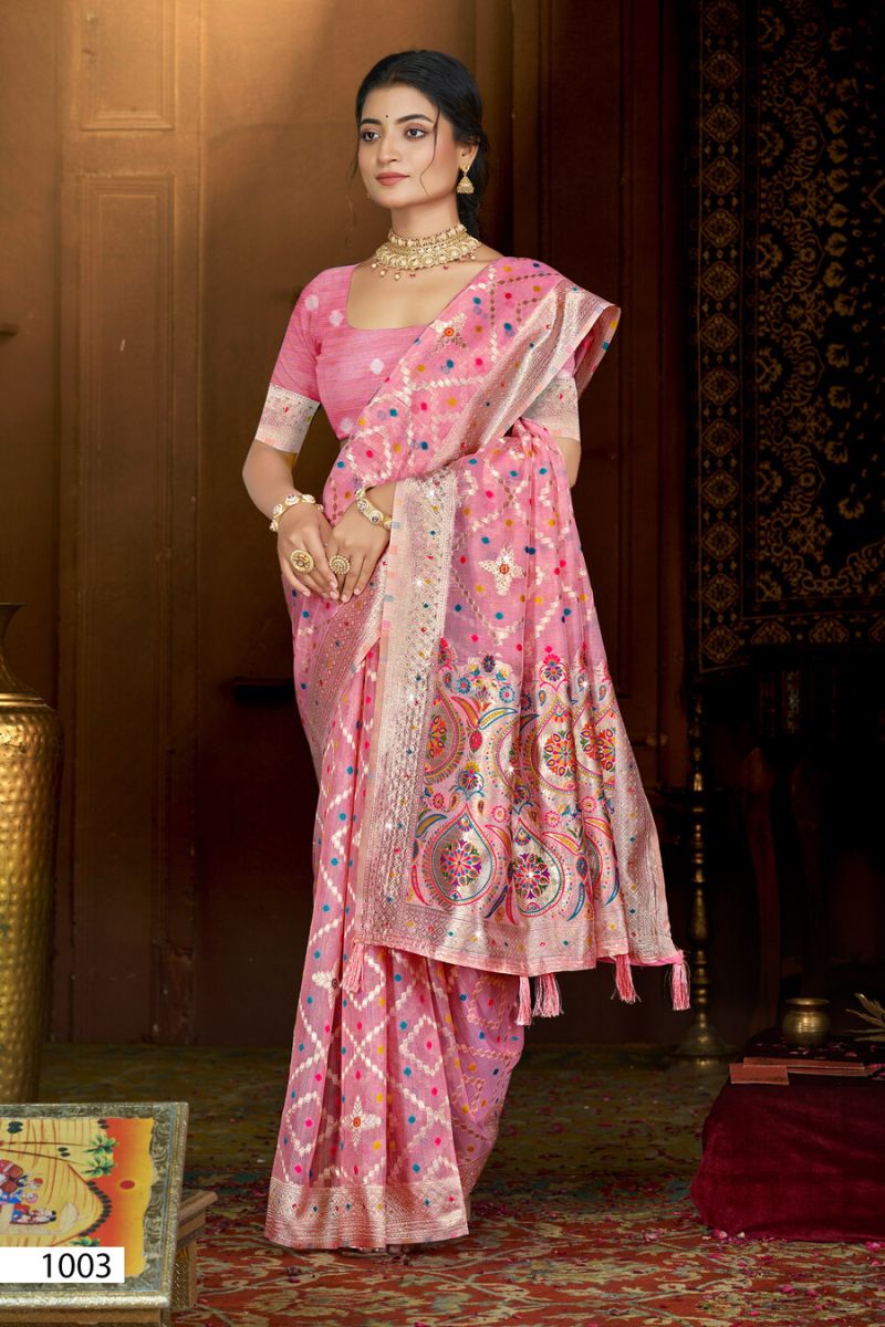Saroj Sarees Aangan Linen Saroski Vol 4 Linen Saree
