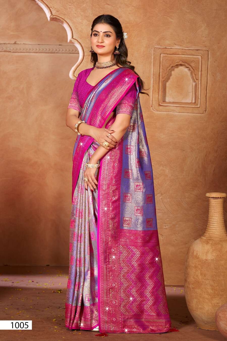 Saroj Sarees Niharika Silk Saroski Kanjivaram Silk Saree - Amrah Wholesale