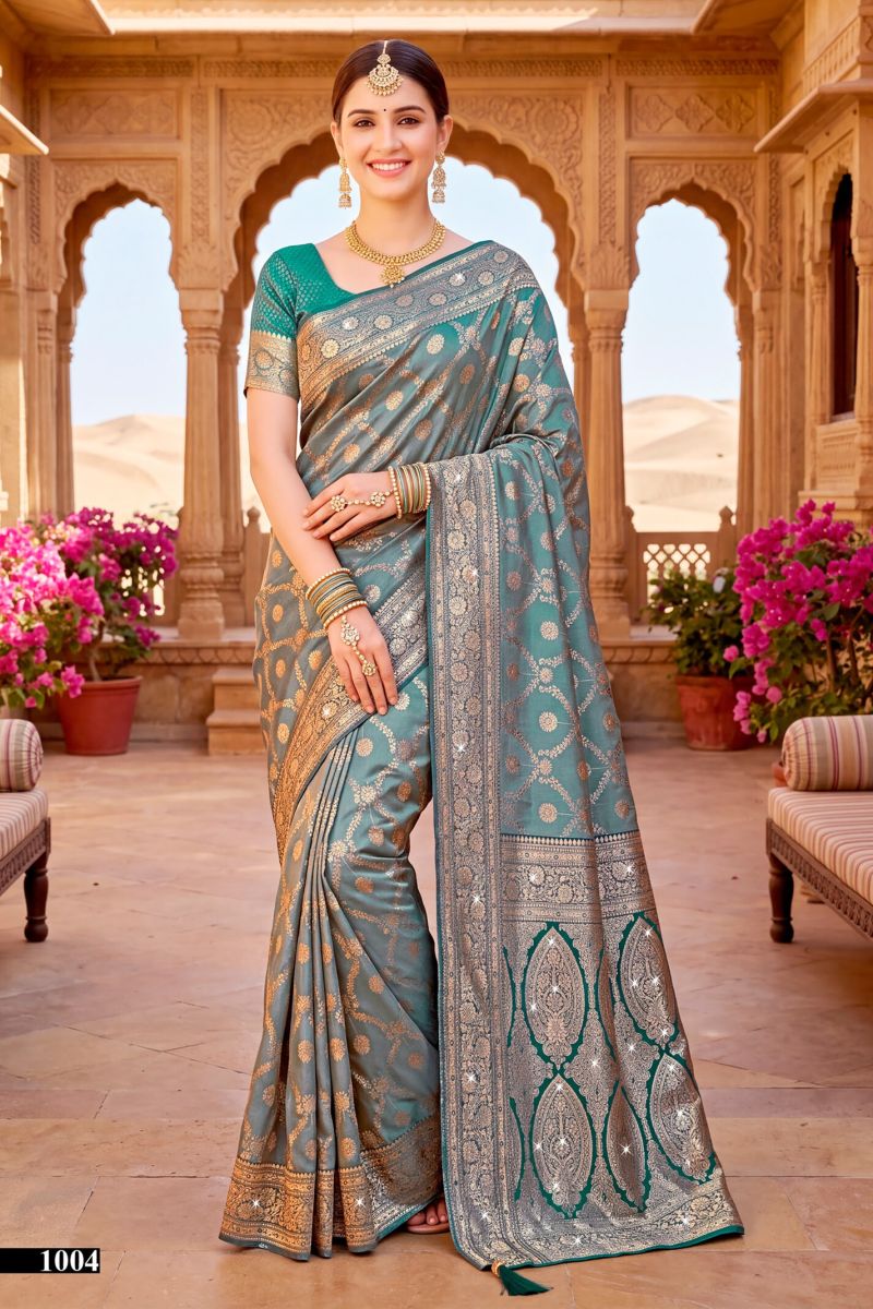 Saroj Sarees Nivedita Tissue Saroski Vol 1 Heavy Tissue Silk Jarkan Saree