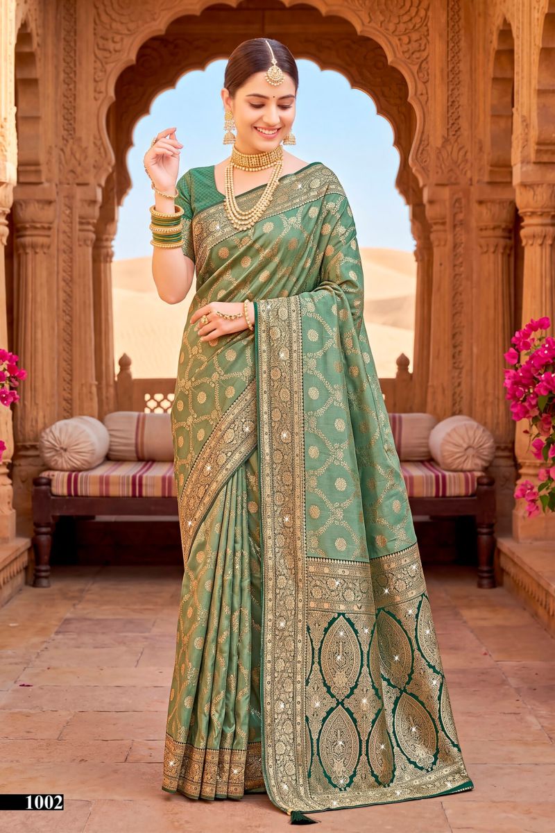 Saroj Sarees Nivedita Tissue Saroski Vol 1 Heavy Tissue Silk Jarkan Saree