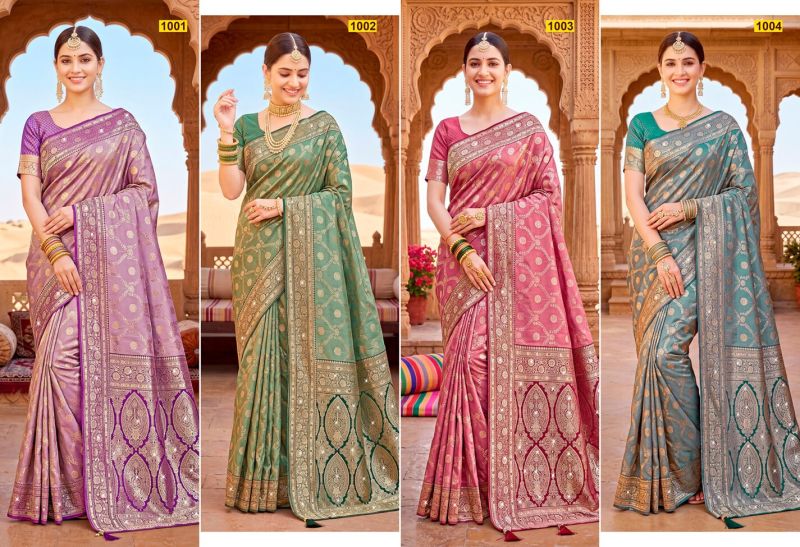 Saroj Sarees Nivedita Tissue Saroski Vol 1 Heavy Tissue Silk Jarkan Saree