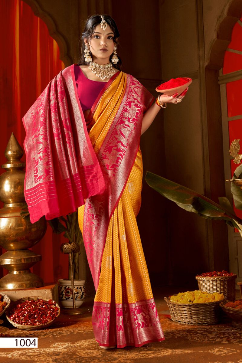 Saroj Sarees Rangvastra Silk Vol 3 Lichi Silk Saree - Amrah Wholesale