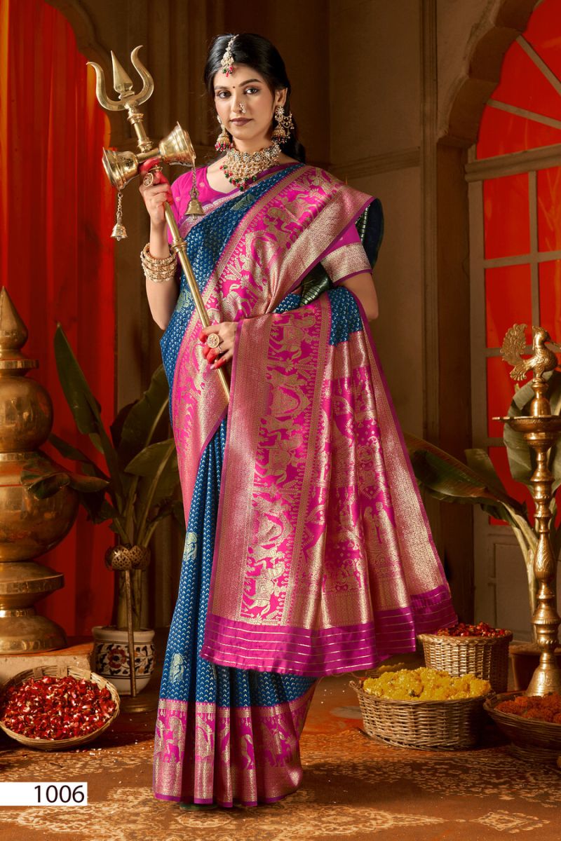 Saroj Sarees Rangvastra Silk Vol 3 Lichi Silk Saree - Amrah Wholesale