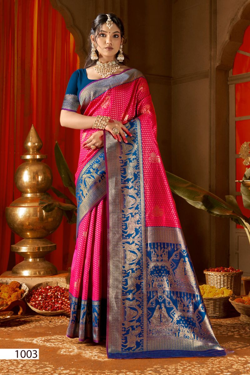 Saroj Sarees Rangvastra Silk Vol 3 Lichi Silk Saree - Amrah Wholesale