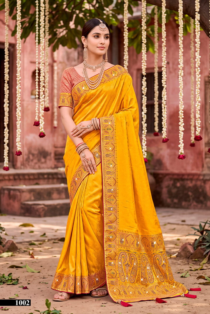 saroj sarees Saroj Sanwariya Satin Saroski Vol 1 Soft Satin Silk Saree