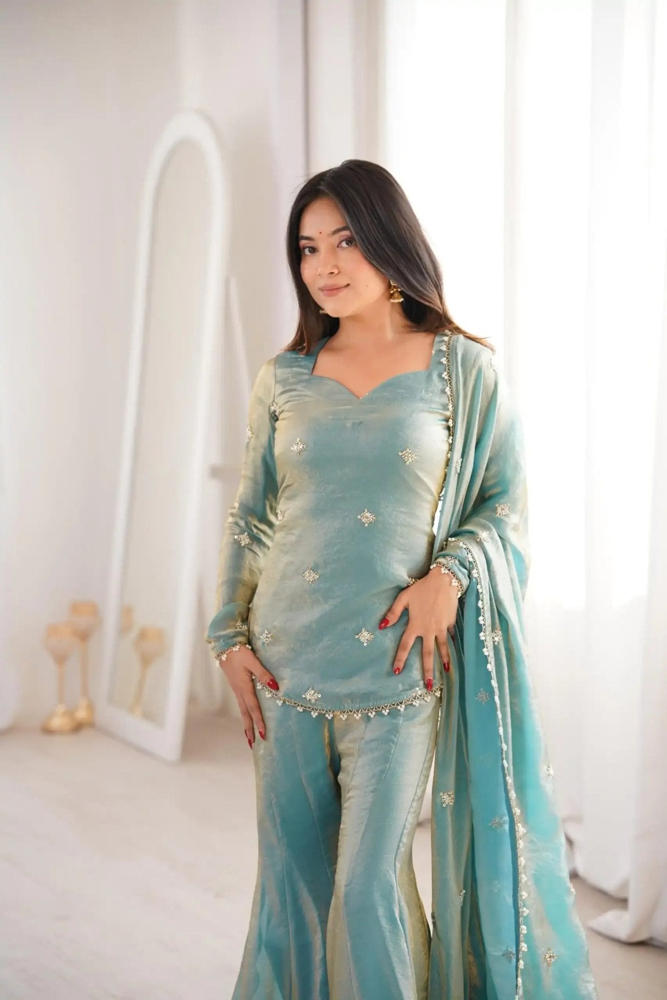 Amrah Wholesale Satzia 01 Fandy Silk Kurti Pant Dupatta Set - Amrah Wholesale