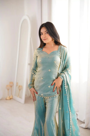 Amrah Wholesale Satzia 01 Fandy Silk Kurti Pant Dupatta Set - Amrah Wholesale