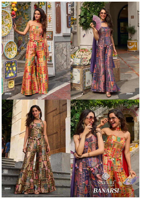 SAYURI BANARSI 20039 TO 20041 Viscose Jacquard Silk Co-Ord Set - Amrah Wholesale