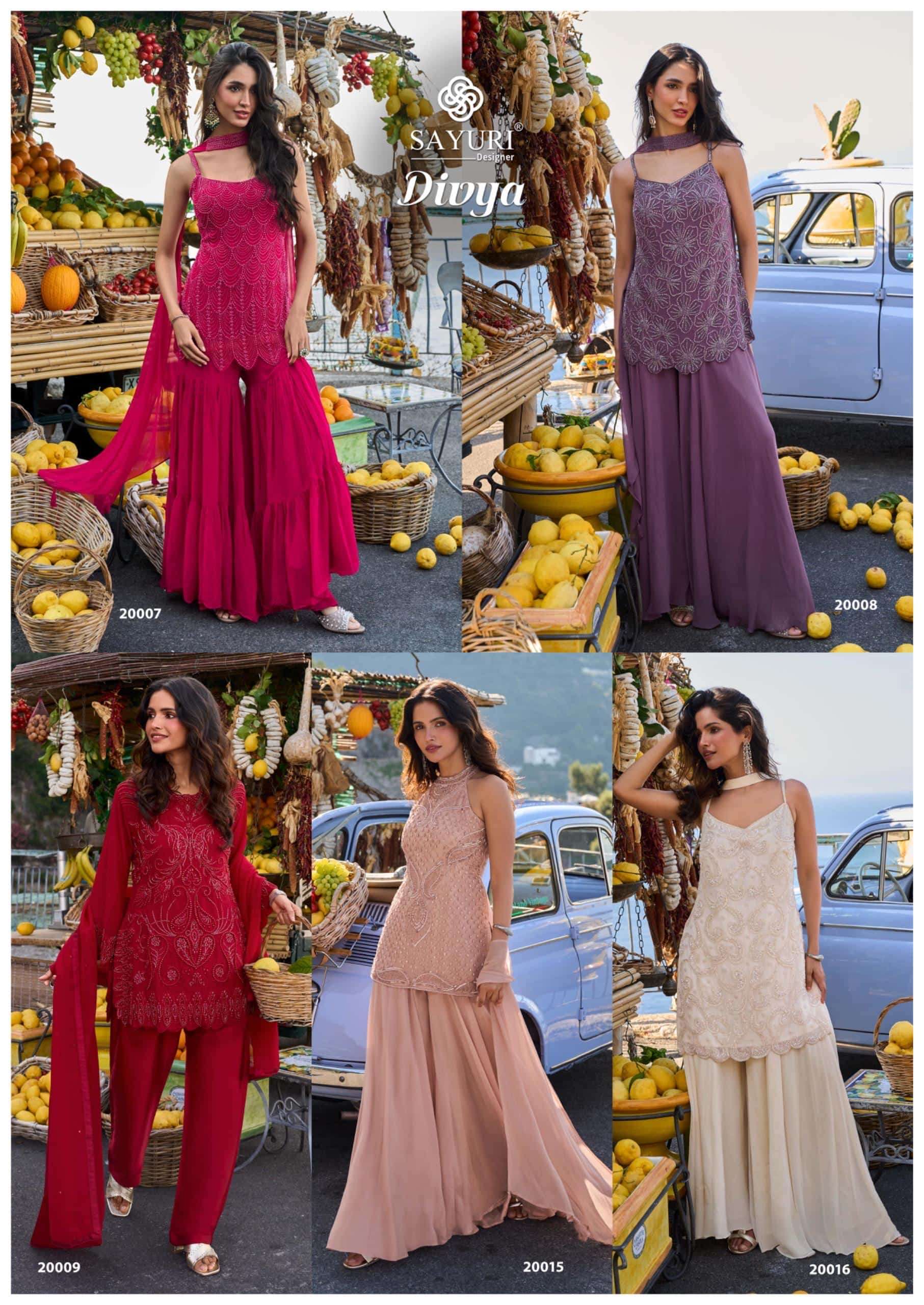 SAYURI DIVYA Georgette Embroidered Sharara Pakistani Suit Set