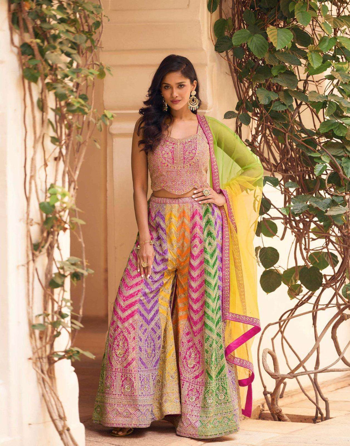 Sayuri Muskaan Chinon Silk Embroidered Readymade Palazzo Suit