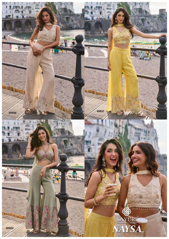 SAYURI NAYSA Chinon Silk Embroidered Co-Ord Set - Amrah Wholesale