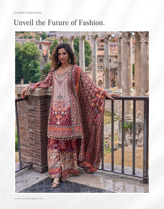 SAYURI NIMRIT Crepe Silk Stitched Suit Set
