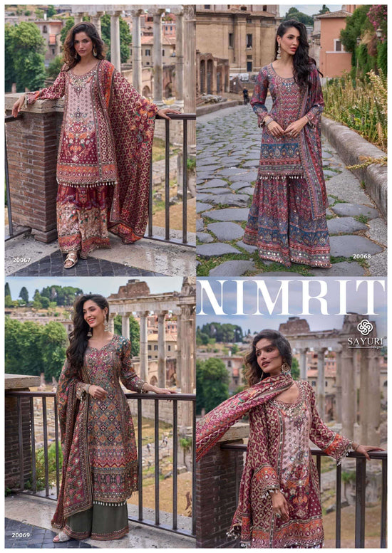 SAYURI NIMRIT Crepe Silk Stitched Suit Set