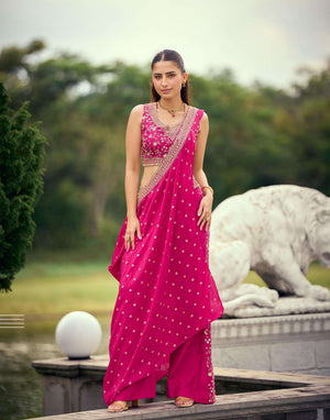 Sayuri Pankudi Viscose Jacquard Silk Palazzo Suit