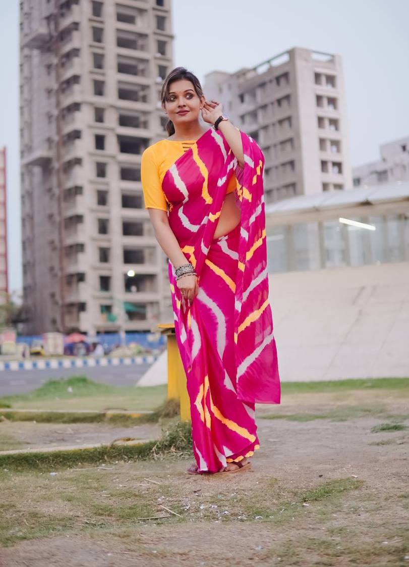 Sb Leheriya Chinon Saree - Amrah Wholesale