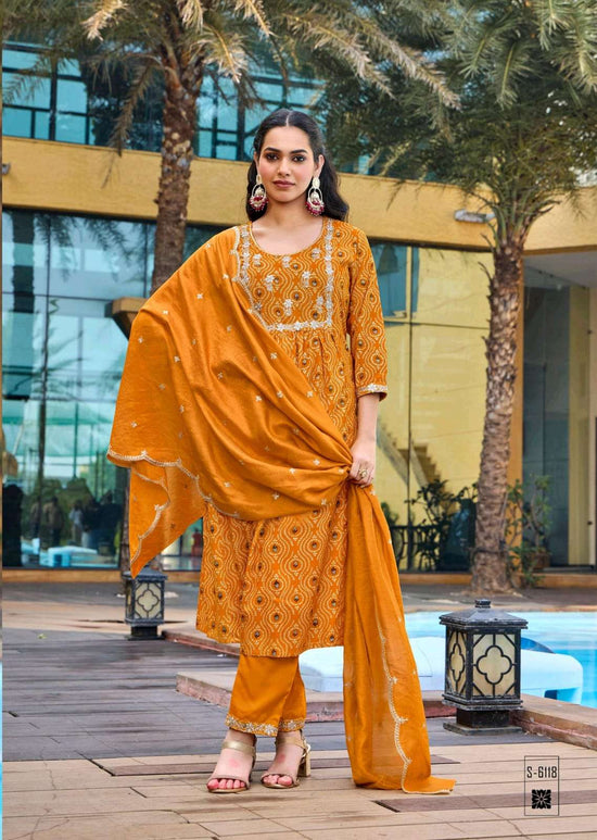SBS FASHION BHARGAVI Pure Rayon Embroidered Full Stitched Salwar Suit Set Wholesale Surat