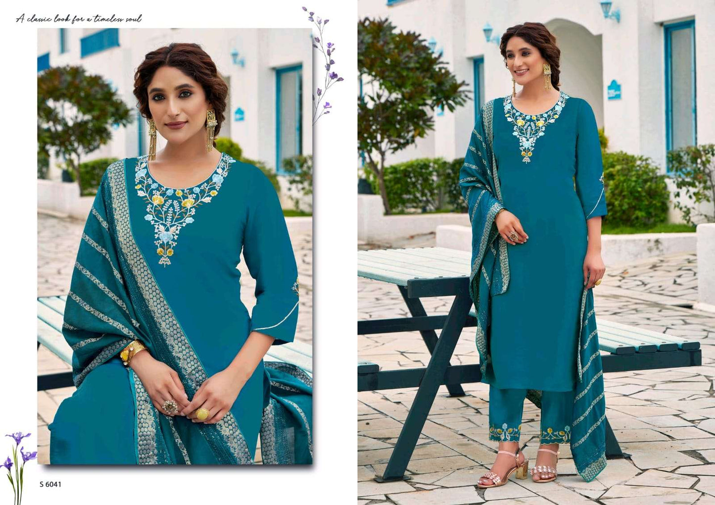 SBS Fashion Parthivi Roman Silk Embroidered Punjabi Suit Set Wholesale