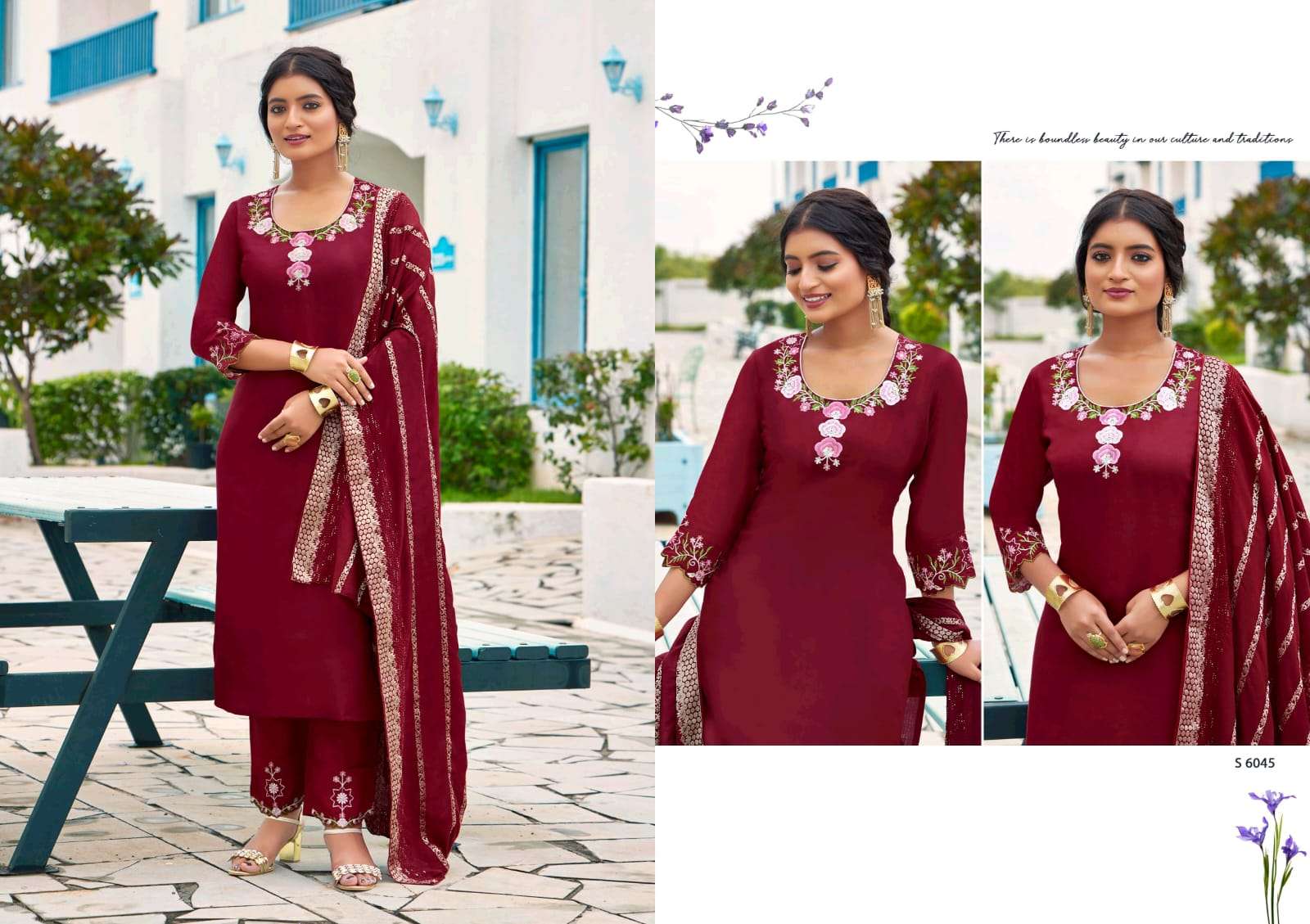 SBS Fashion Parthivi Roman Silk Embroidered Punjabi Suit Set Wholesale