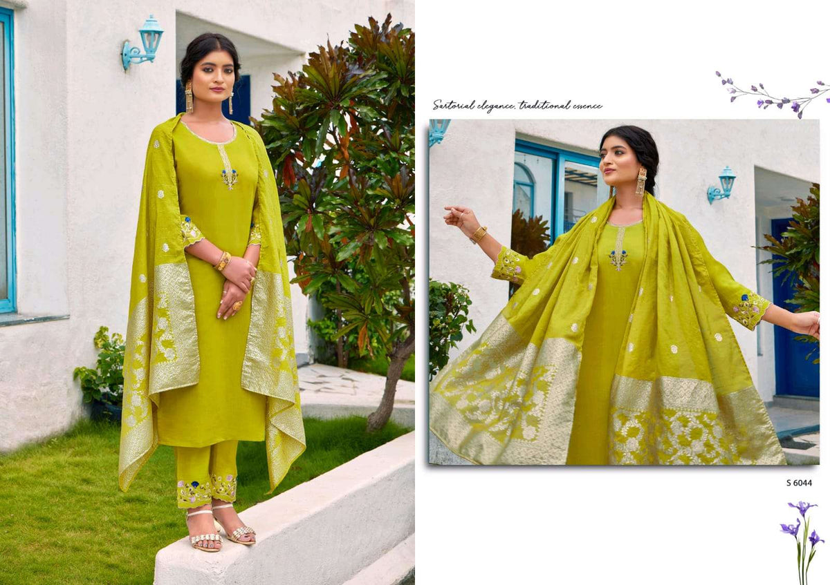 SBS Fashion Parthivi Roman Silk Embroidered Punjabi Suit Set Wholesale