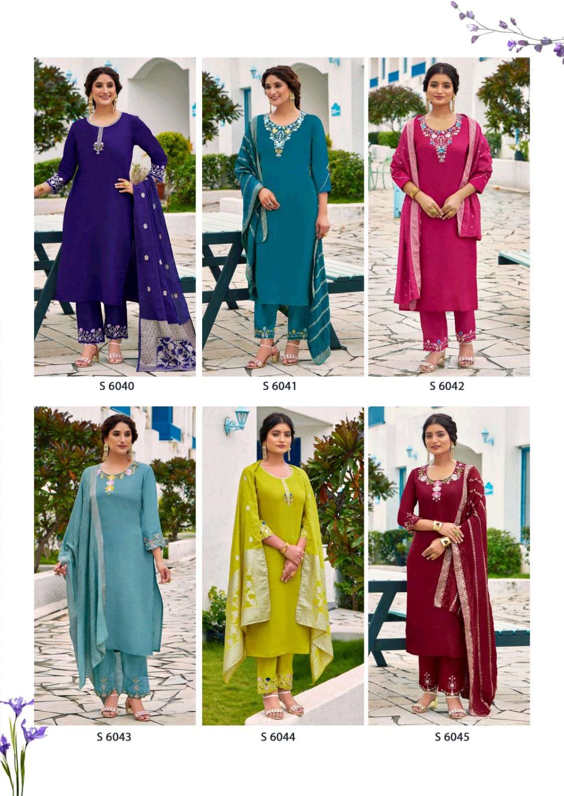SBS Fashion Parthivi Roman Silk Embroidered Punjabi Suit Set Wholesale