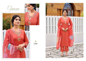 SBS Fashion Pranati 6046–6049 Zara Silk Embroidered Kurti Pant Dupatta Set Wholesale Surat - Amrah Wholesale