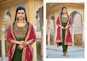 SBS Sudiksha Roman Silk Kurti Pant Dupatta Set Wholesale Catalogue - Amrah Wholesale