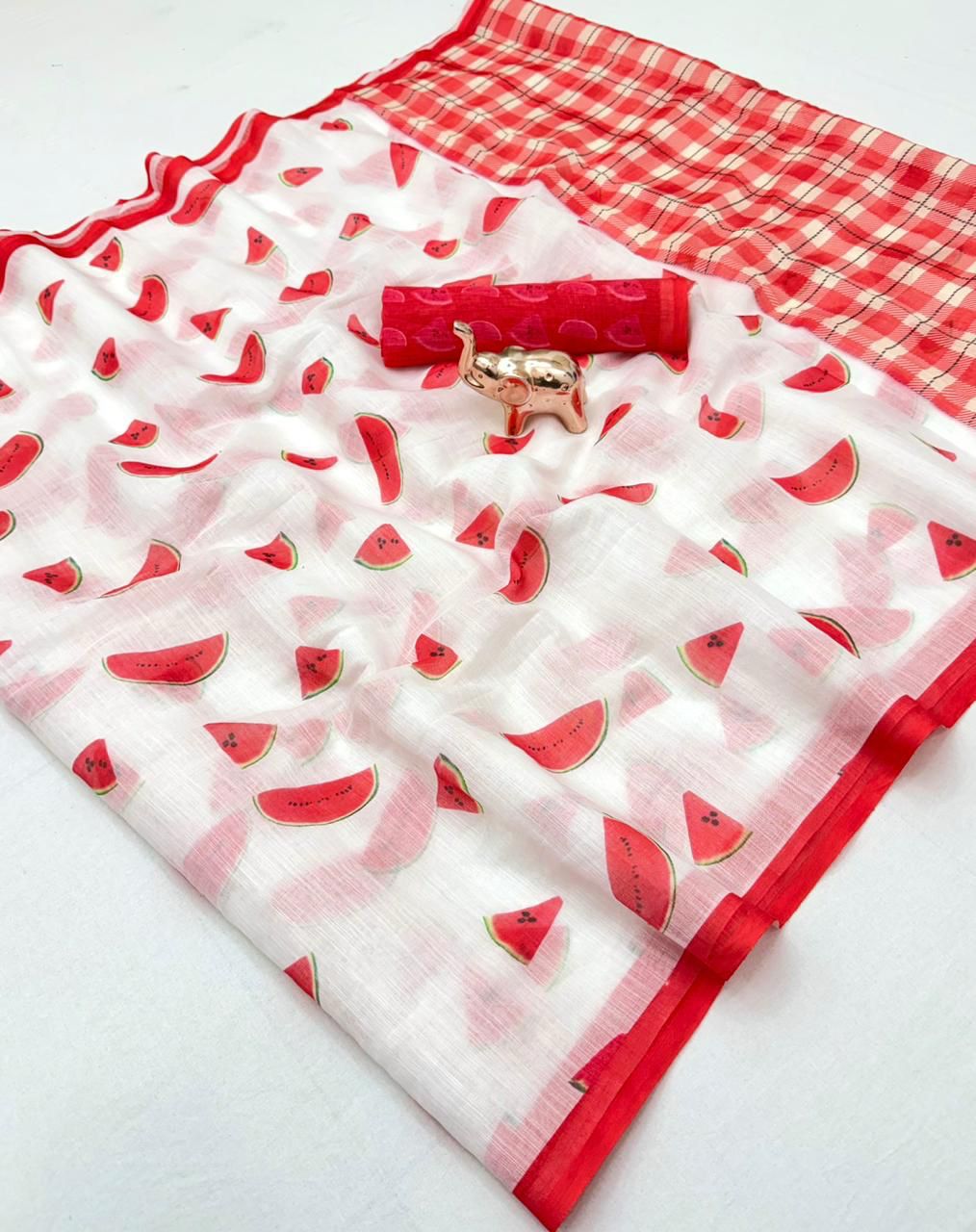 Sccf Falafal Soft Linen Printed Saree