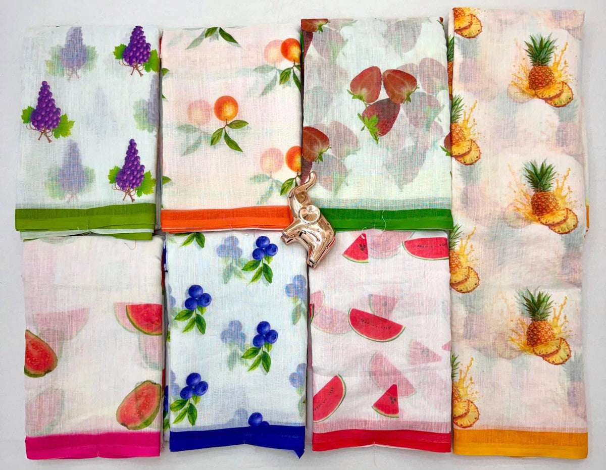 Sccf Falafal Soft Linen Printed Saree